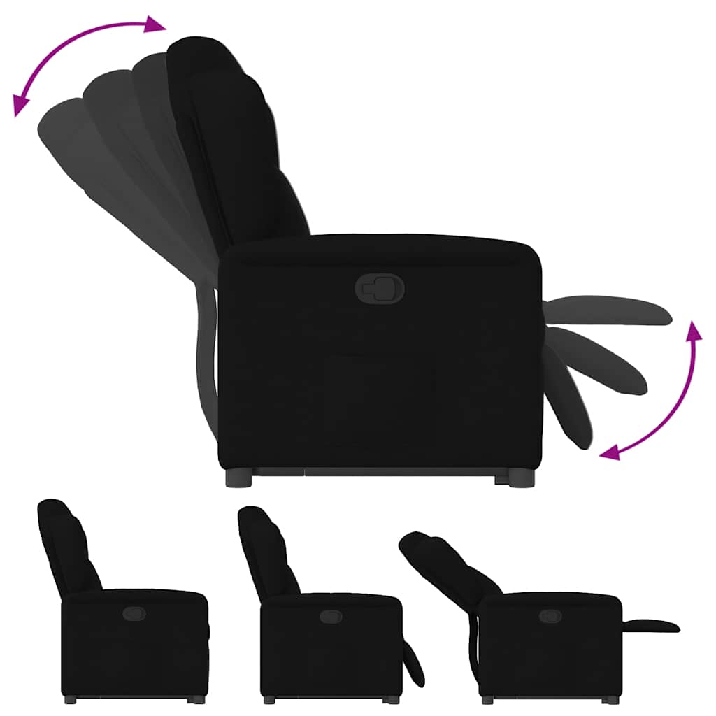 Relaxsessel mit Aufstehhilfe Schwarz Stoff