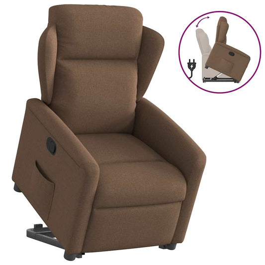 Relaxsessel mit Aufstehhilfe Braun Stoff