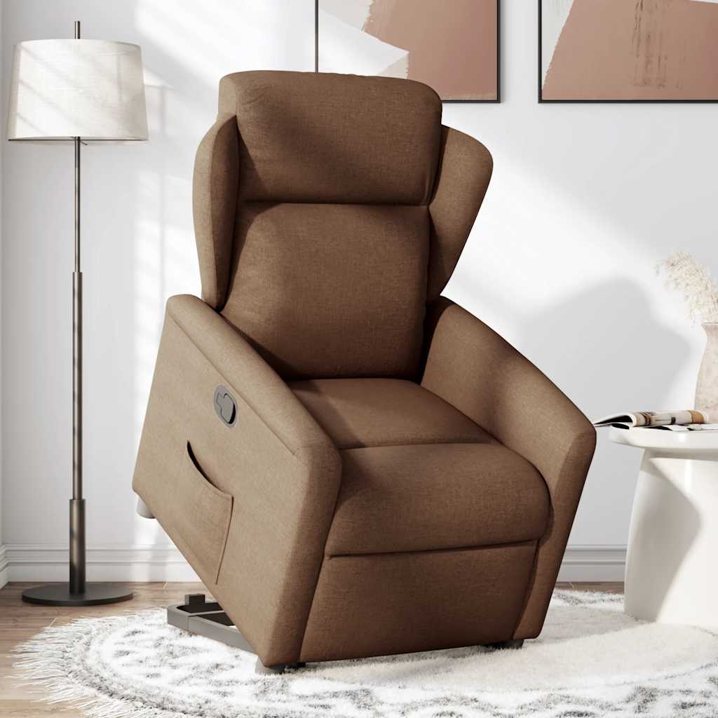 Relaxsessel mit Aufstehhilfe Braun Stoff