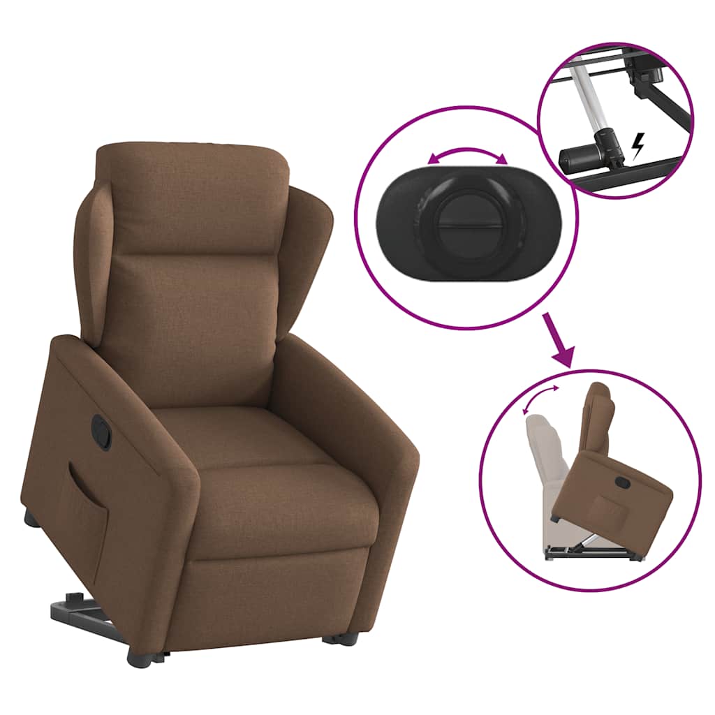 Relaxsessel mit Aufstehhilfe Braun Stoff