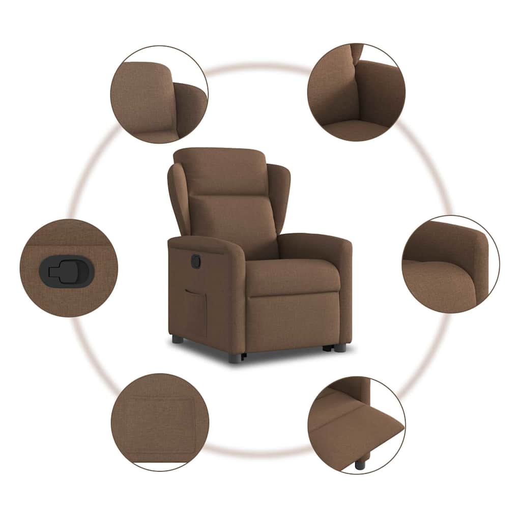 Relaxsessel mit Aufstehhilfe Braun Stoff