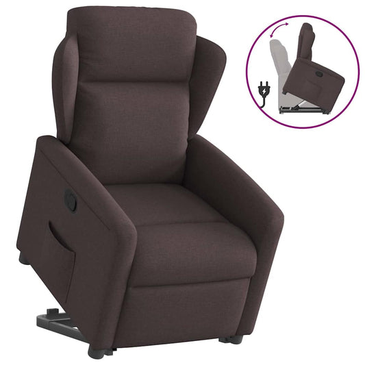 Relaxsessel mit Aufstehhilfe Dunkelbraun Stoff