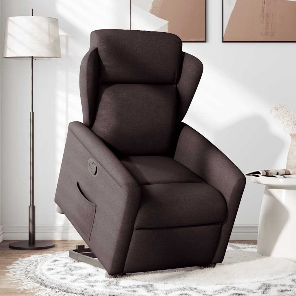 Relaxsessel mit Aufstehhilfe Dunkelbraun Stoff