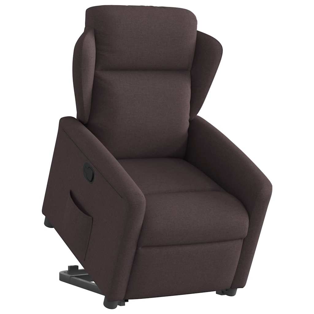 Relaxsessel mit Aufstehhilfe Dunkelbraun Stoff
