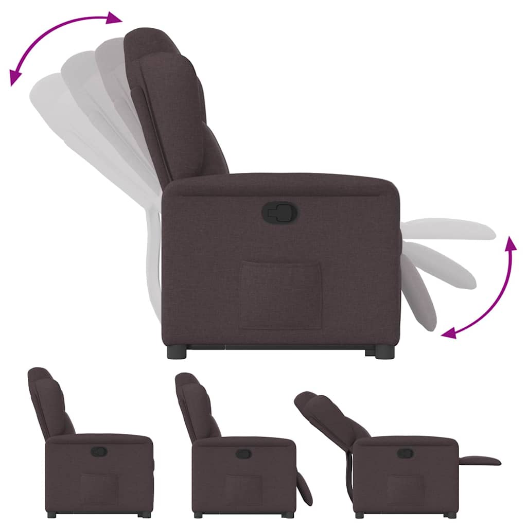 Relaxsessel mit Aufstehhilfe Dunkelbraun Stoff