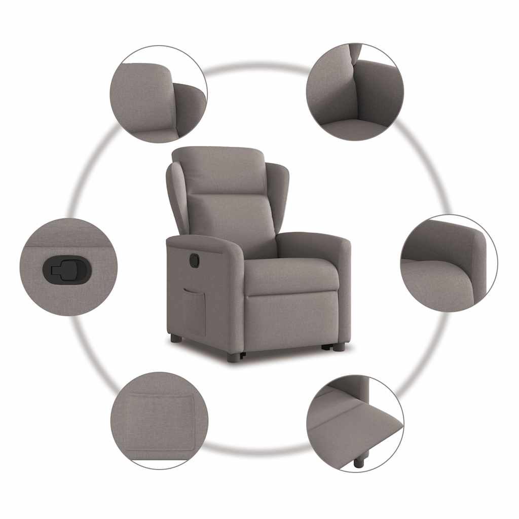 Relaxsessel mit Aufstehhilfe Taupe Stoff