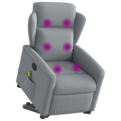 Massagesessel mit Aufstehhilfe Hellgrau Stoff