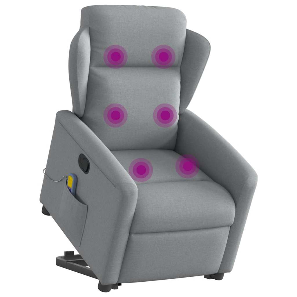 Massagesessel mit Aufstehhilfe Hellgrau Stoff
