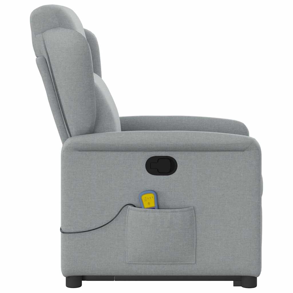Massagesessel mit Aufstehhilfe Hellgrau Stoff