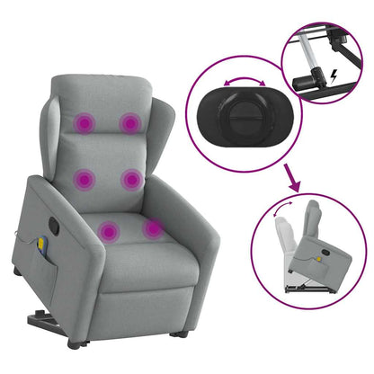Massagesessel mit Aufstehhilfe Hellgrau Stoff