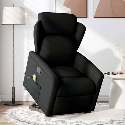 Massagesessel mit Aufstehhilfe Schwarz Stoff