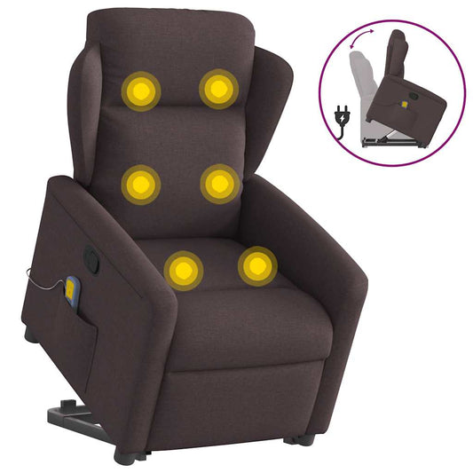 Massagesessel mit Aufstehhilfe Dunkelbraun Stoff
