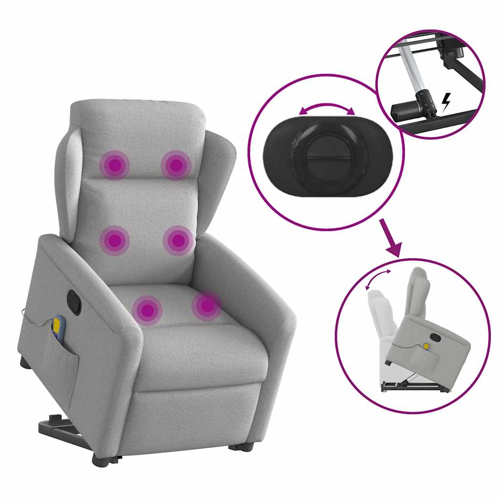 Massagesessel mit Aufstehhilfe Wolkengrau Stoff