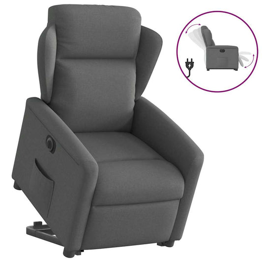 Relaxsessel mit Aufstehhilfe Elektrisch Dunkelgrau Stoff