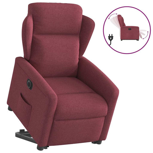 Relaxsessel mit Aufstehhilfe Elektrisch Weinrot Stoff