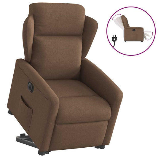 Relaxsessel mit Aufstehhilfe Elektrisch Braun Stoff