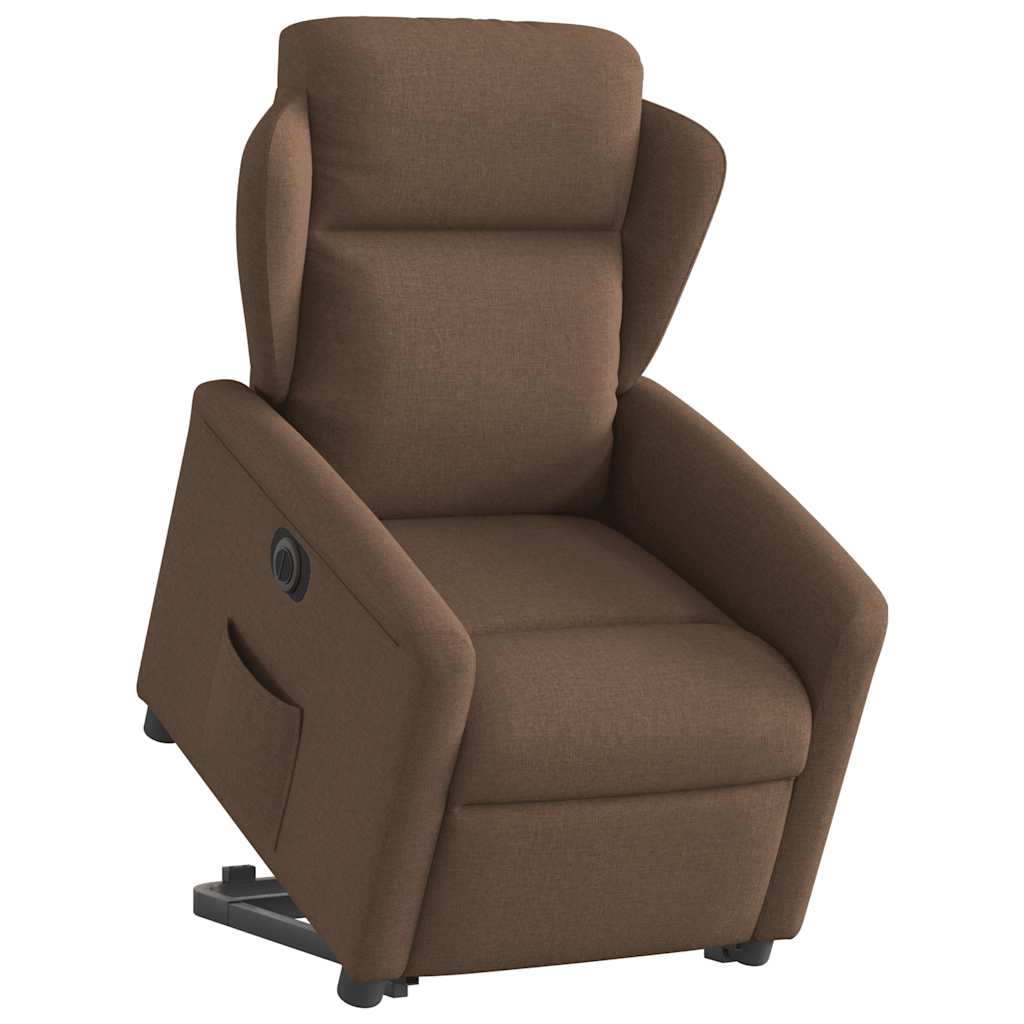 Relaxsessel mit Aufstehhilfe Elektrisch Braun Stoff