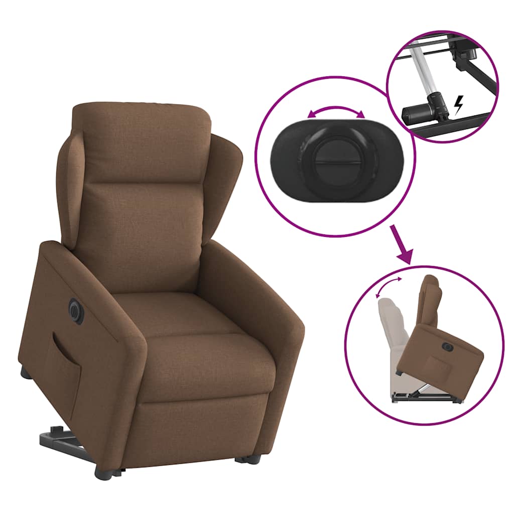 Relaxsessel mit Aufstehhilfe Elektrisch Braun Stoff