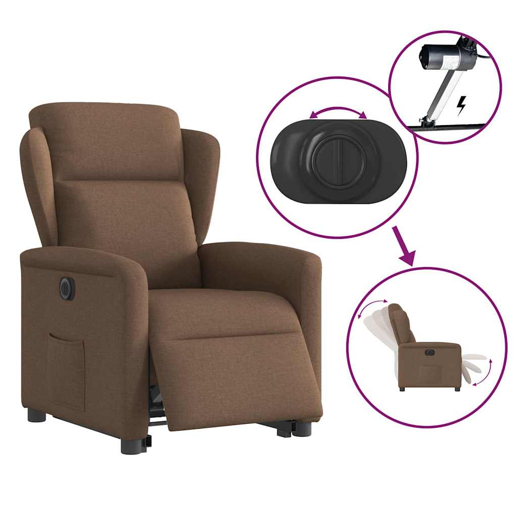 Relaxsessel mit Aufstehhilfe Elektrisch Braun Stoff