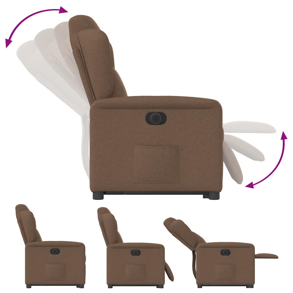 Relaxsessel mit Aufstehhilfe Elektrisch Braun Stoff