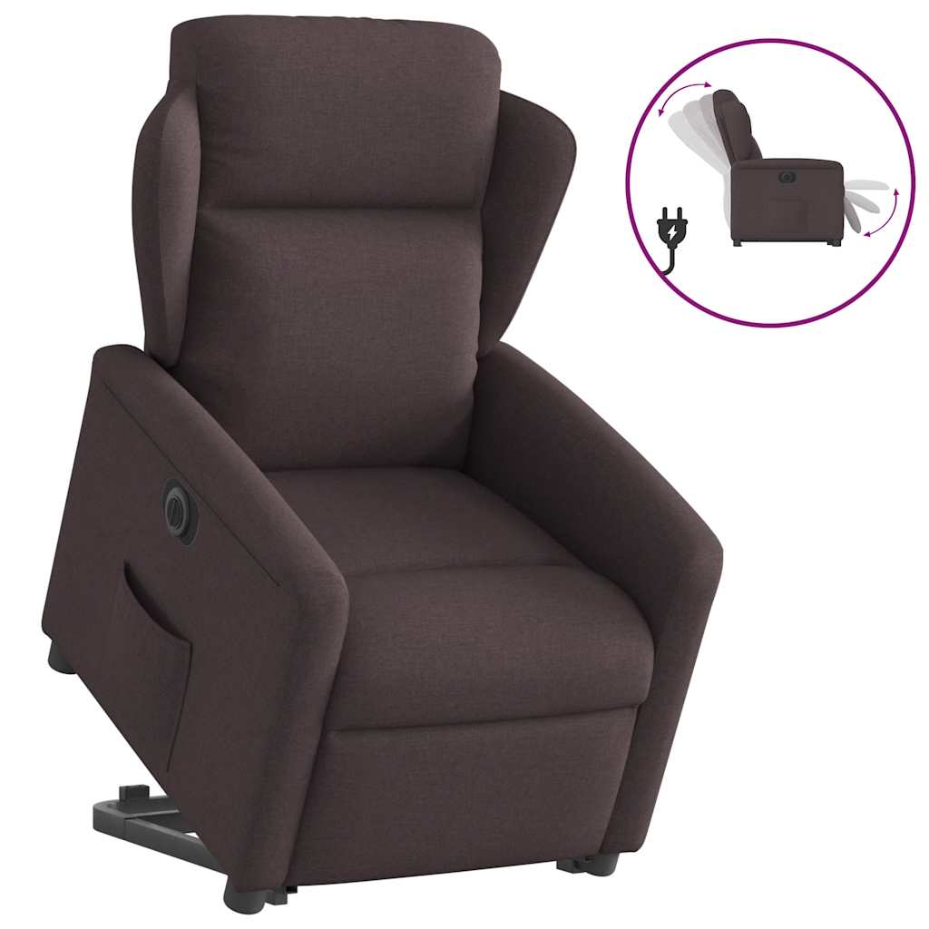 Relaxsessel mit Aufstehhilfe Elektrisch Dunkelbraun Stoff