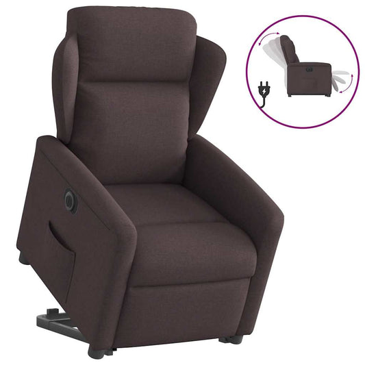 Relaxsessel mit Aufstehhilfe Elektrisch Dunkelbraun Stoff