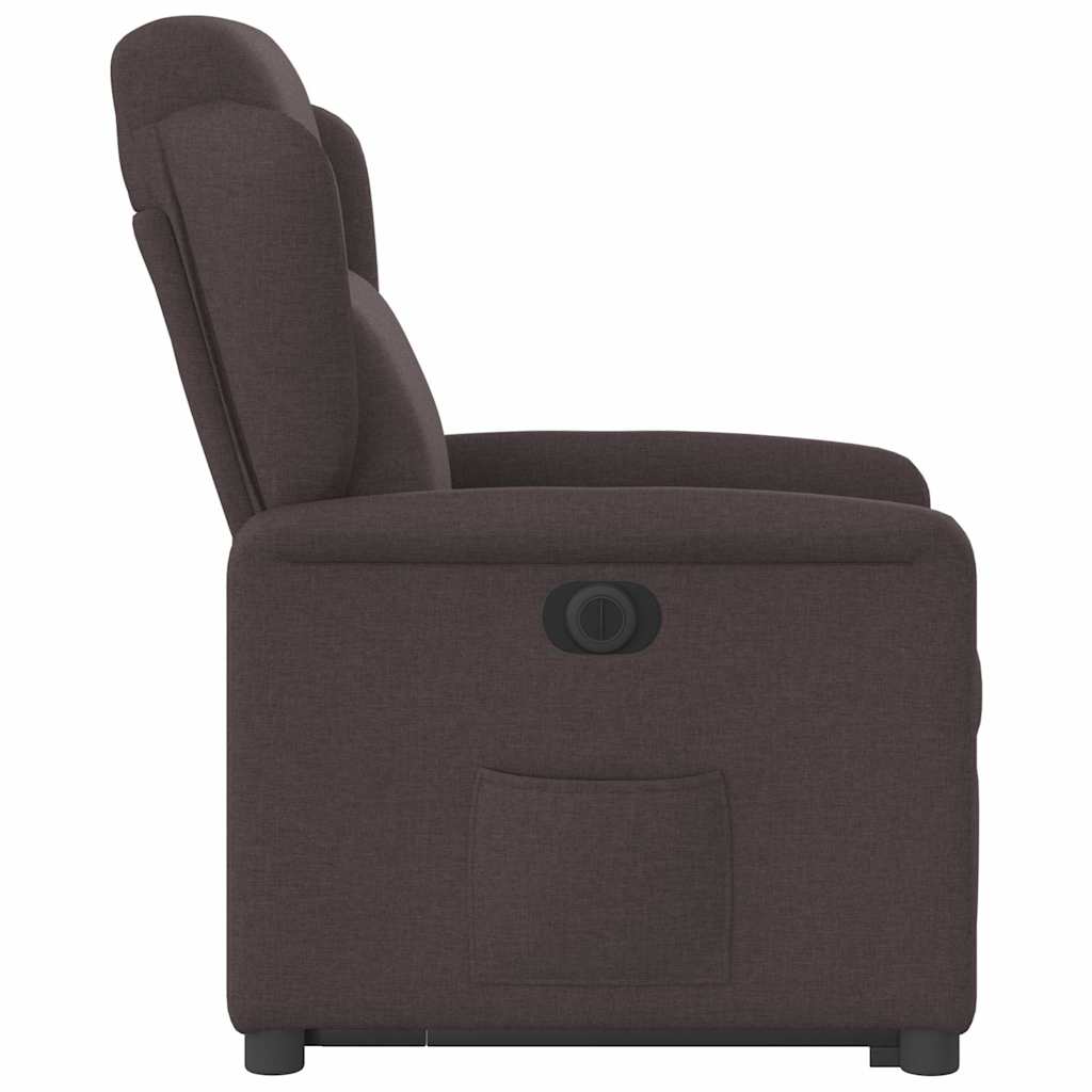 Relaxsessel mit Aufstehhilfe Elektrisch Dunkelbraun Stoff