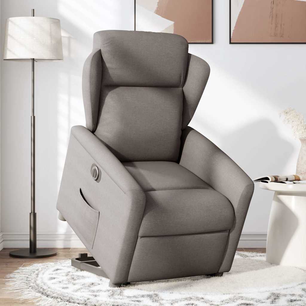 Relaxsessel mit Aufstehhilfe Elektrisch Taupe Stoff