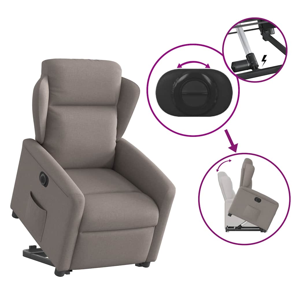 Relaxsessel mit Aufstehhilfe Elektrisch Taupe Stoff