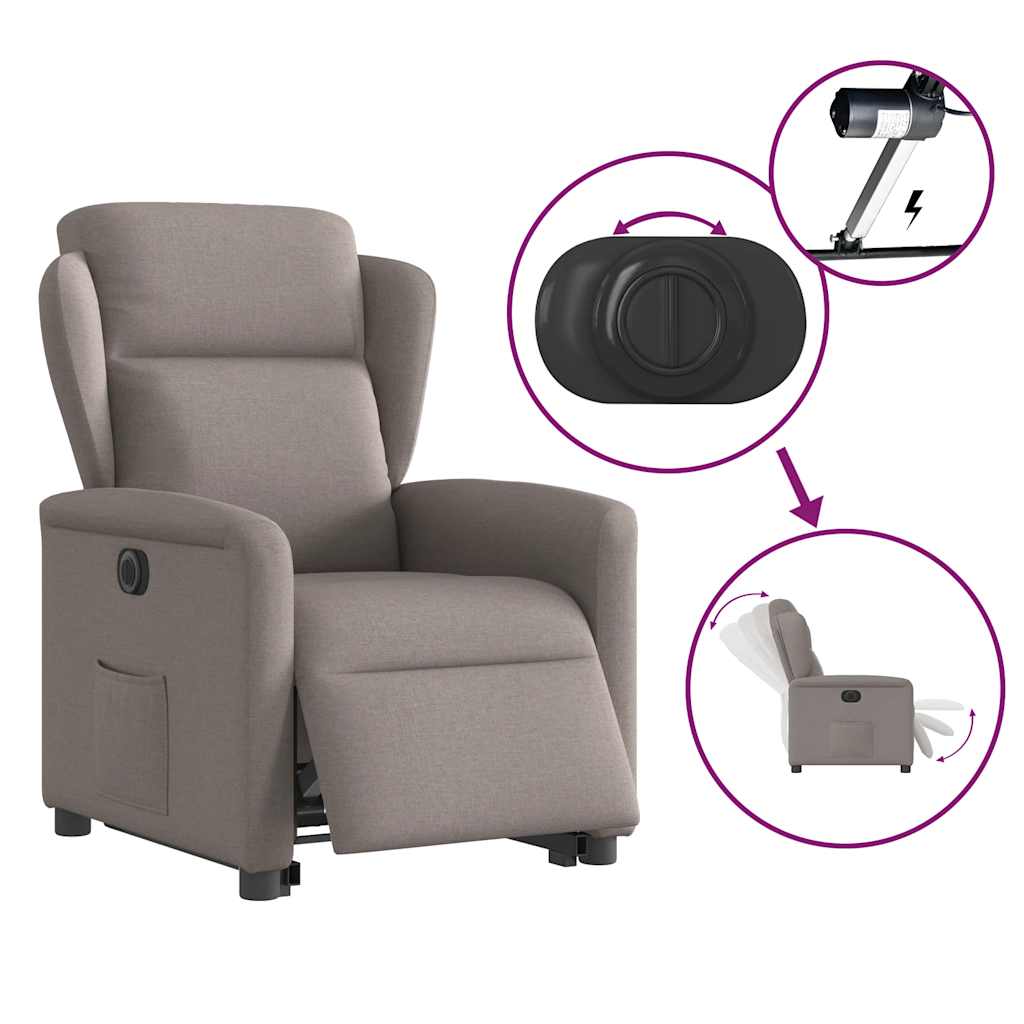 Relaxsessel mit Aufstehhilfe Elektrisch Taupe Stoff