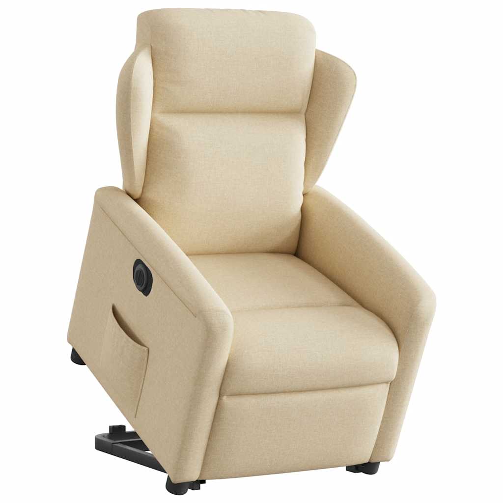 Relaxsessel mit Aufstehhilfe Elektrisch Creme Stoff