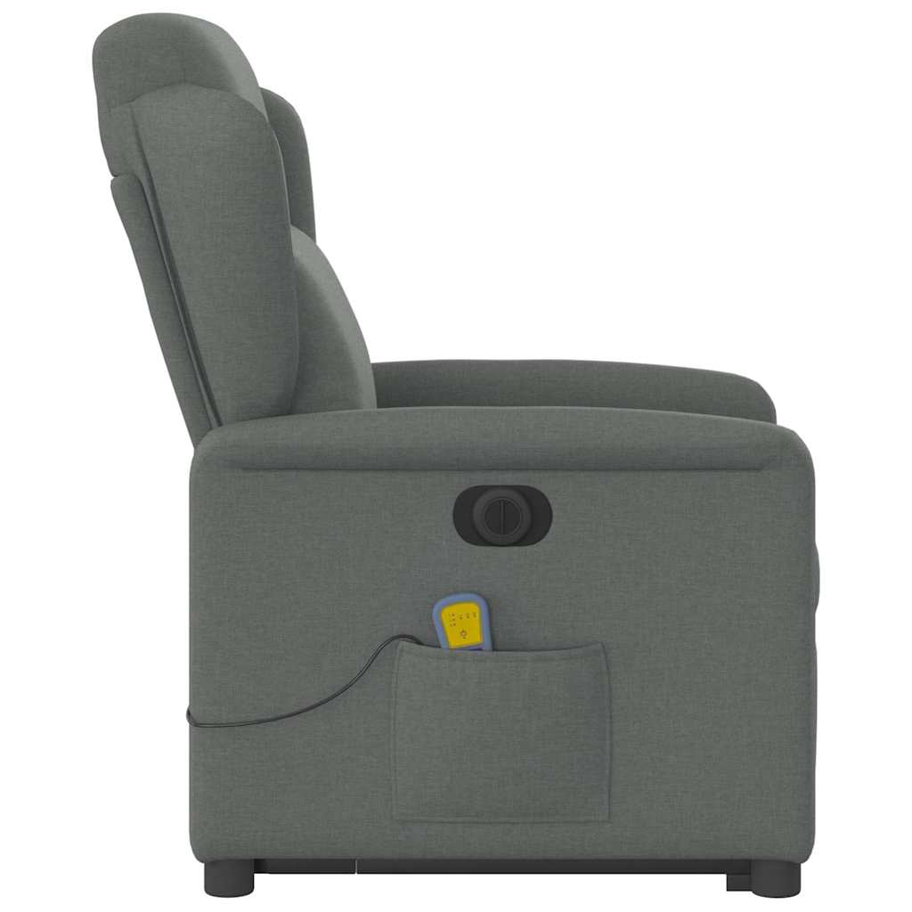 Elektrischer Massagesessel mit Aufstehhilfe Dunkelgrau Stoff