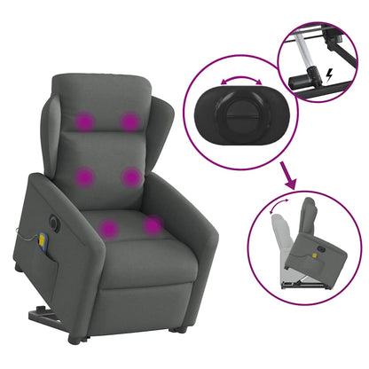 Elektrischer Massagesessel mit Aufstehhilfe Dunkelgrau Stoff