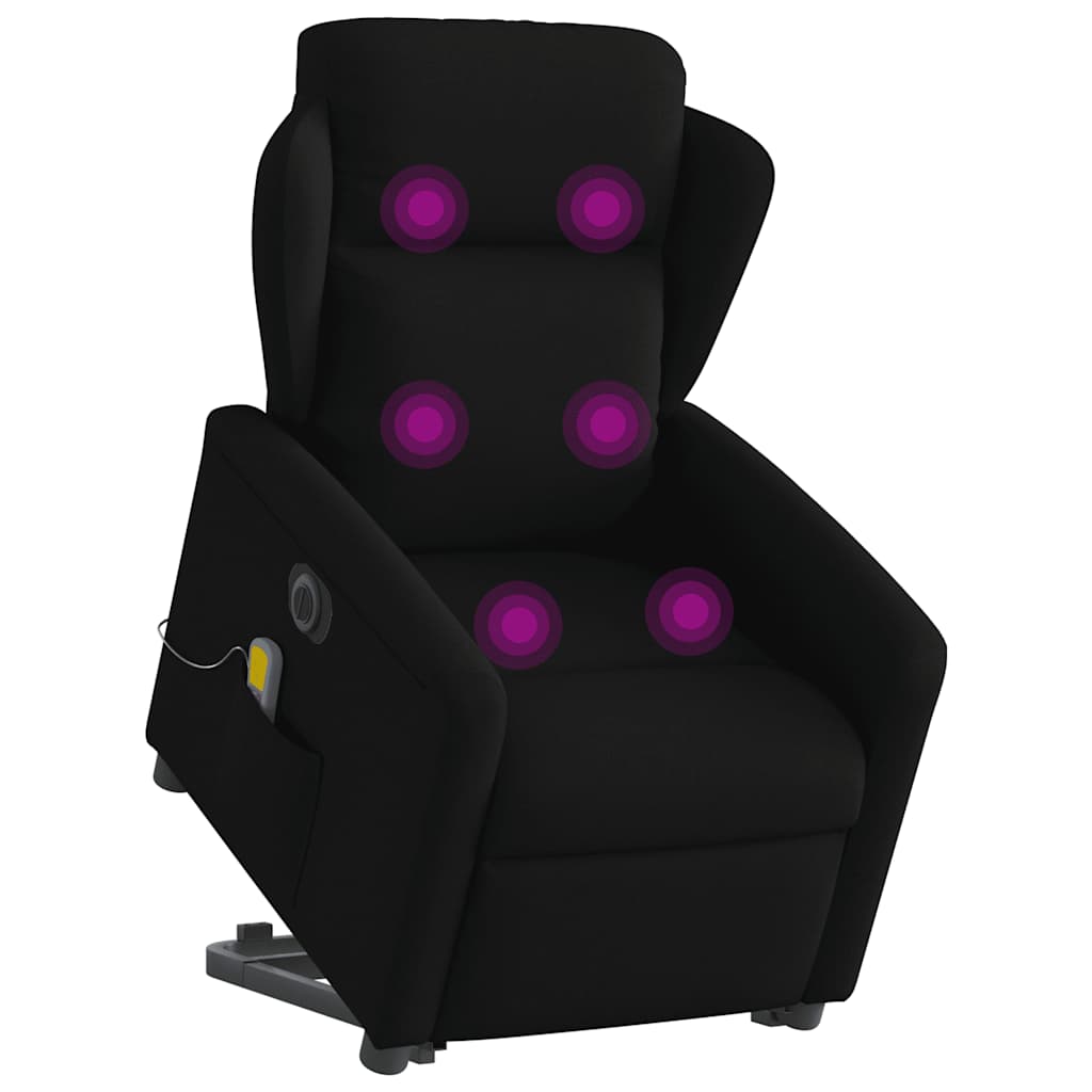 Elektrischer Massagesessel mit Aufstehhilfe Schwarz Stoff