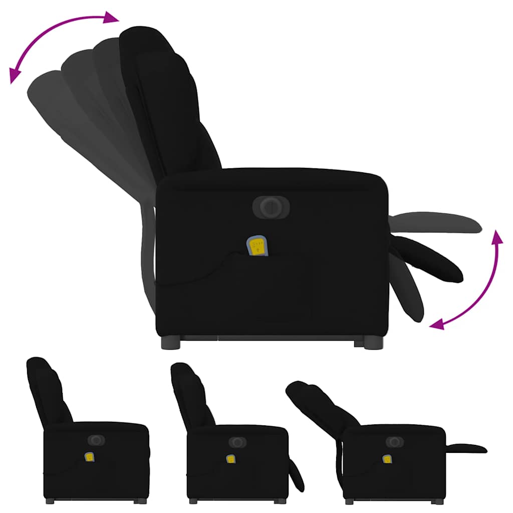 Elektrischer Massagesessel mit Aufstehhilfe Schwarz Stoff