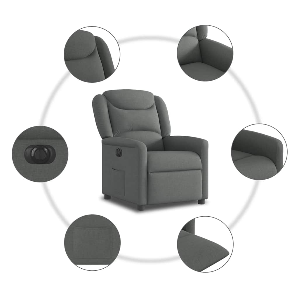 Relaxsessel Elektrisch Dunkelgrau Stoff