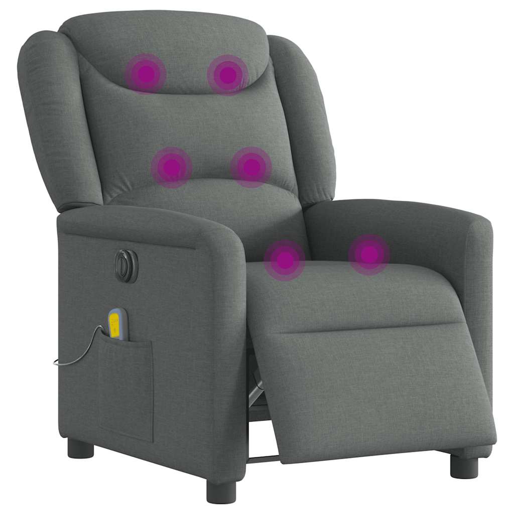 Massagesessel Elektrisch Dunkelgrau Stoff