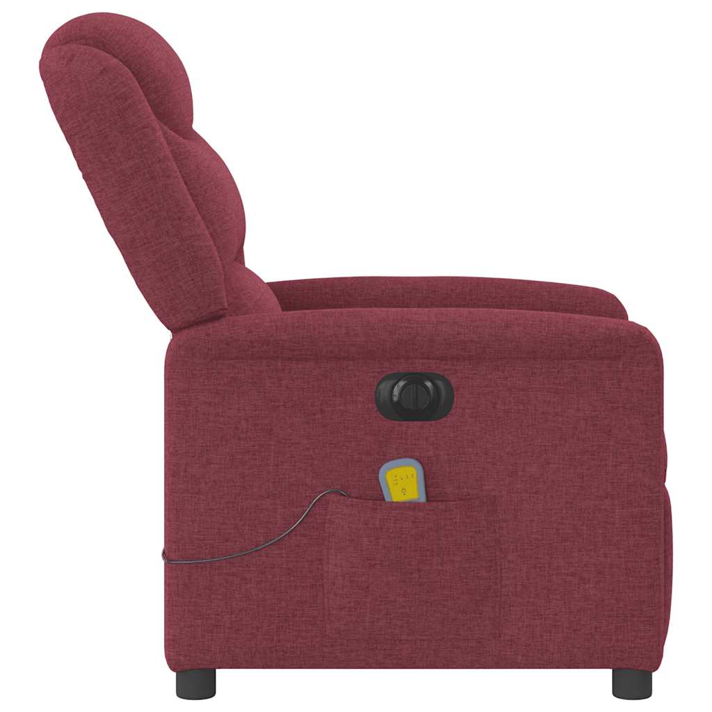 Massagesessel Elektrisch Weinrot Stoff