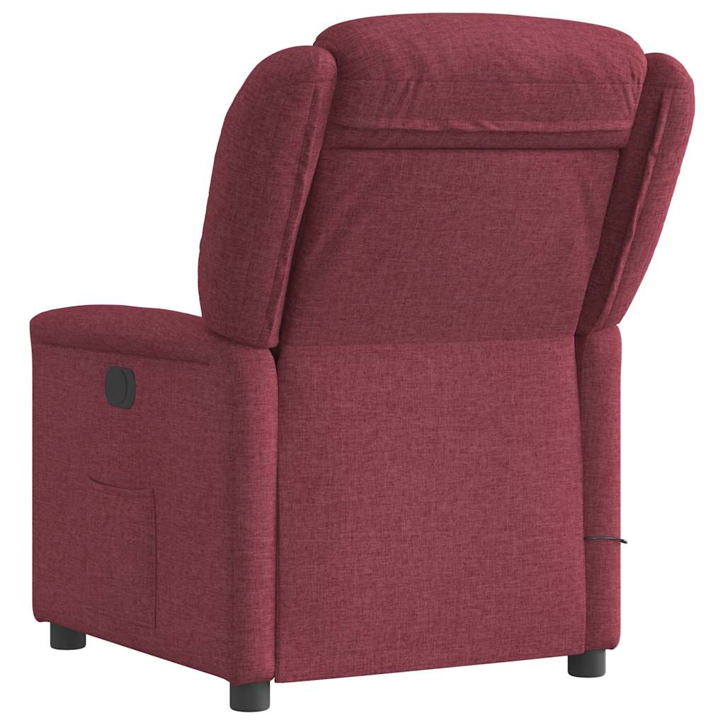 Massagesessel Elektrisch Weinrot Stoff