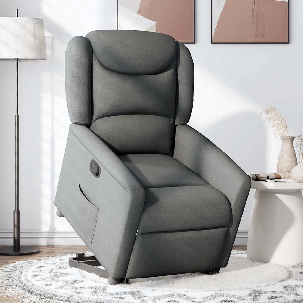 Relaxsessel mit Aufstehhilfe Dunkelgrau Stoff