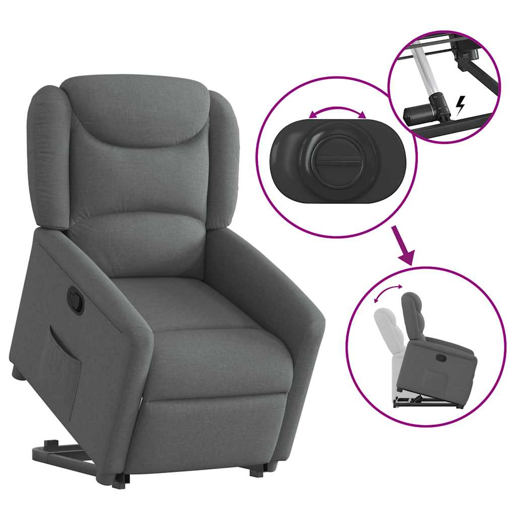 Relaxsessel mit Aufstehhilfe Dunkelgrau Stoff