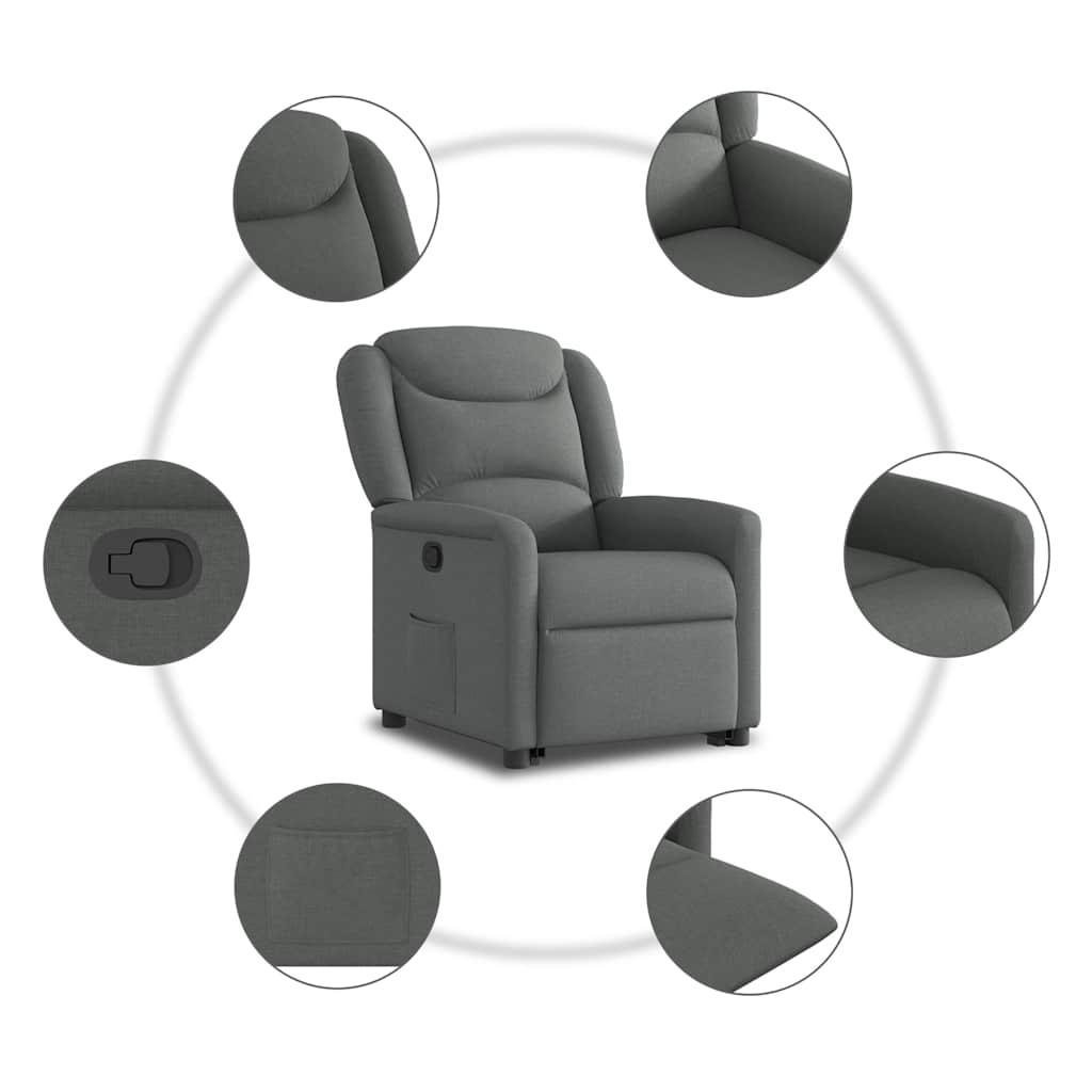 Relaxsessel mit Aufstehhilfe Dunkelgrau Stoff