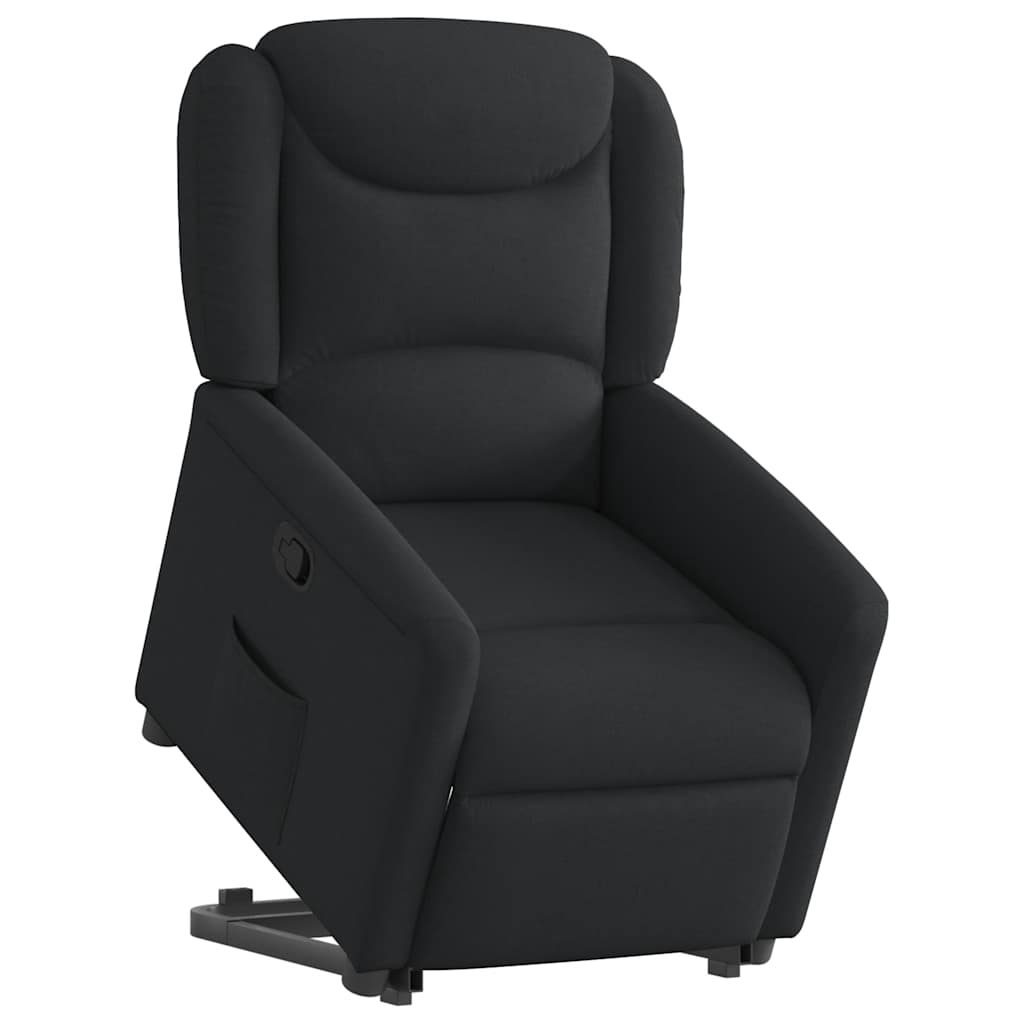 Relaxsessel mit Aufstehhilfe Schwarz Stoff
