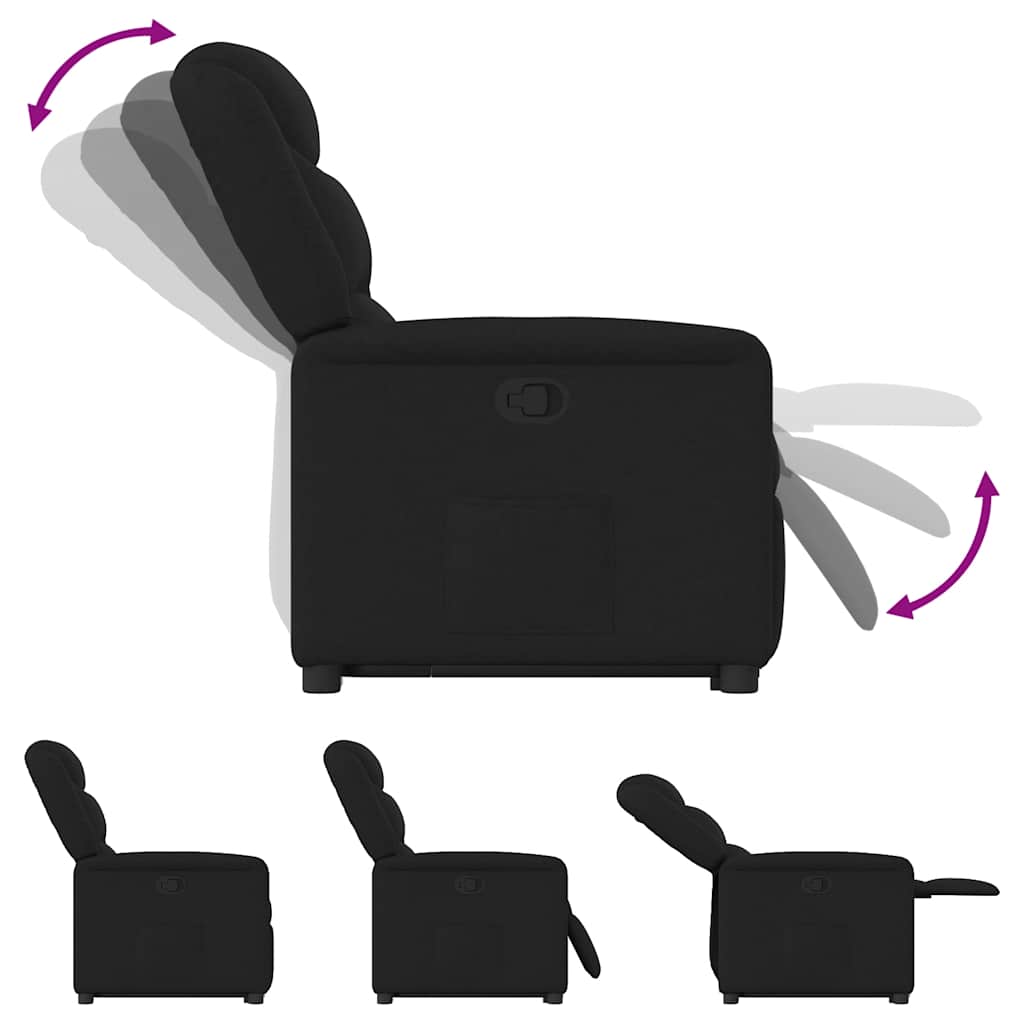 Relaxsessel mit Aufstehhilfe Schwarz Stoff