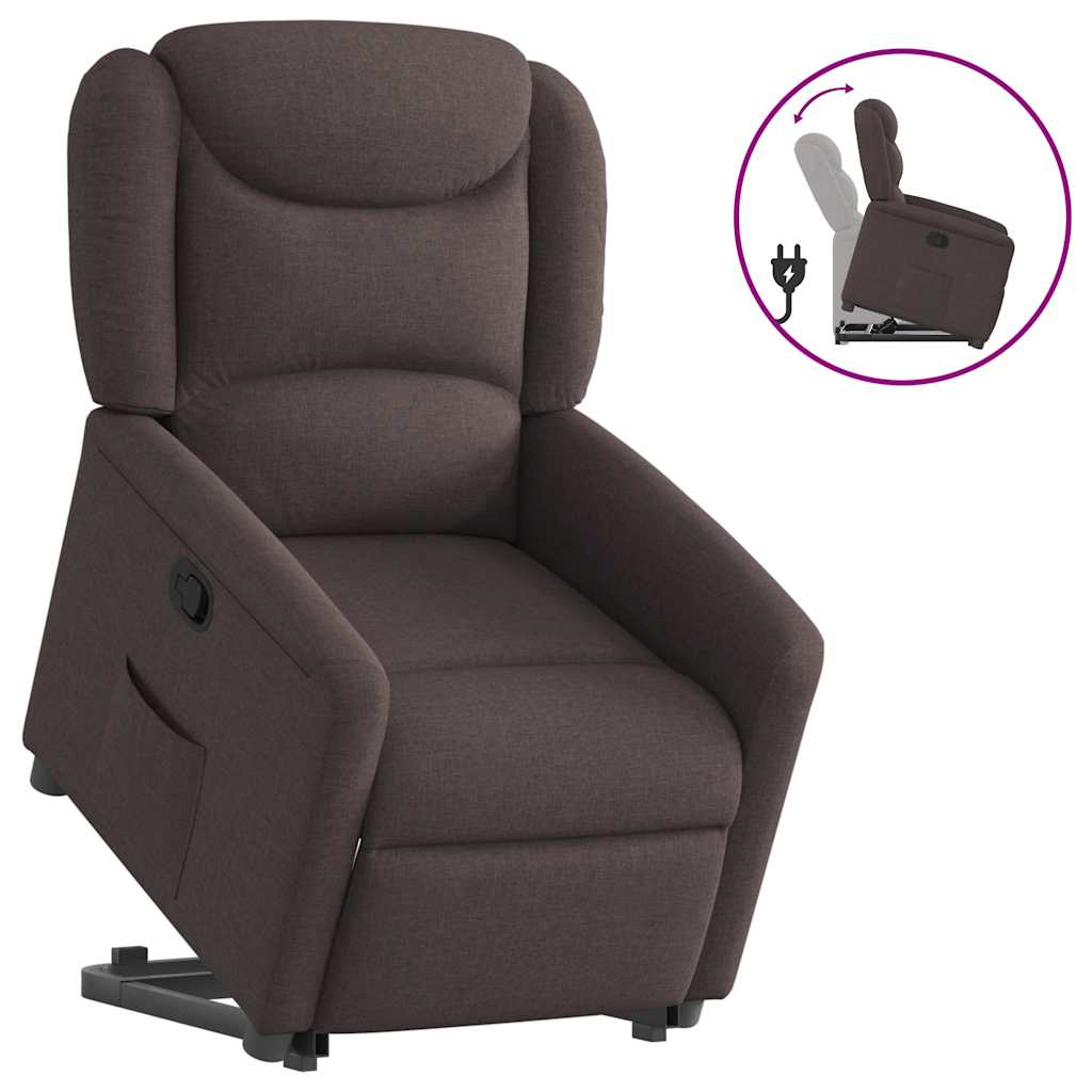 Relaxsessel mit Aufstehhilfe Dunkelbraun Stoff