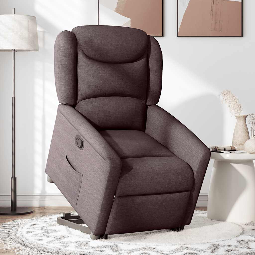 Relaxsessel mit Aufstehhilfe Dunkelbraun Stoff