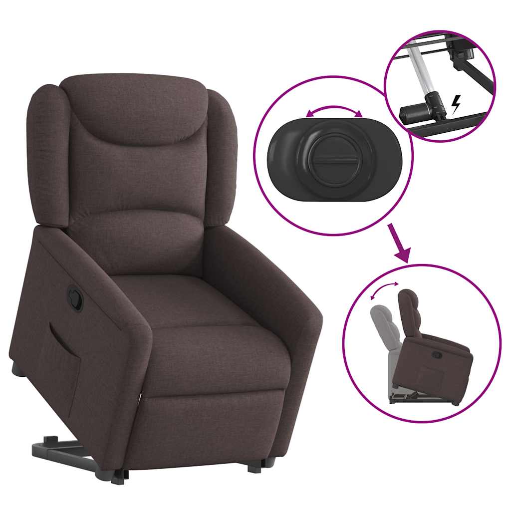 Relaxsessel mit Aufstehhilfe Dunkelbraun Stoff