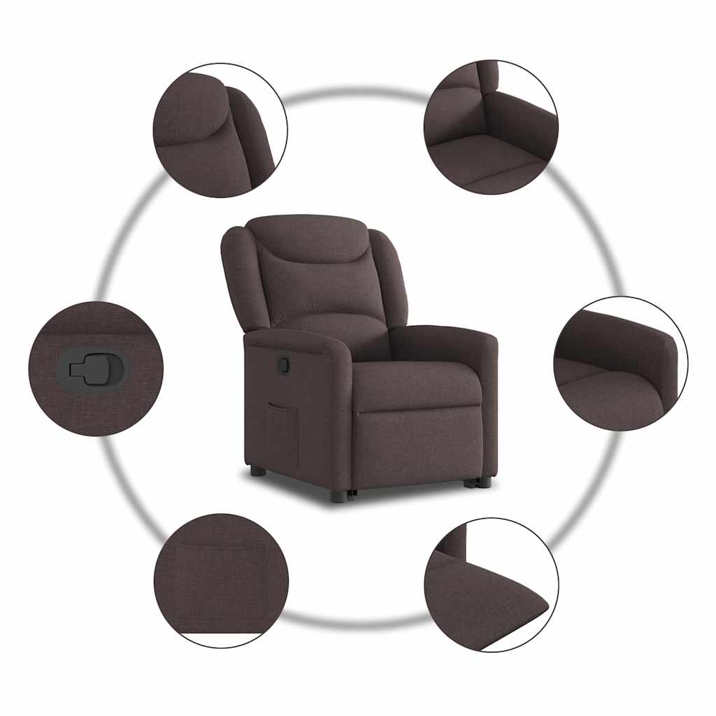Relaxsessel mit Aufstehhilfe Dunkelbraun Stoff