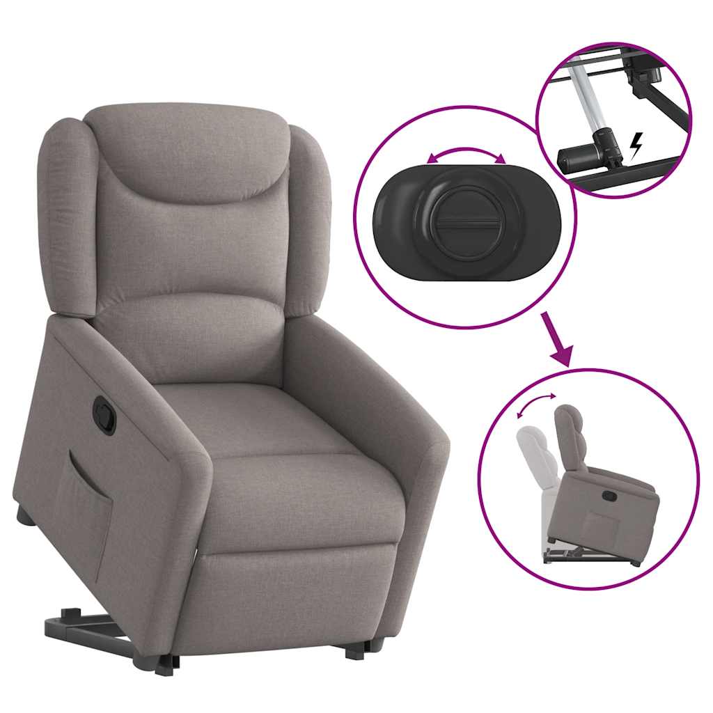 Relaxsessel mit Aufstehhilfe Taupe Stoff
