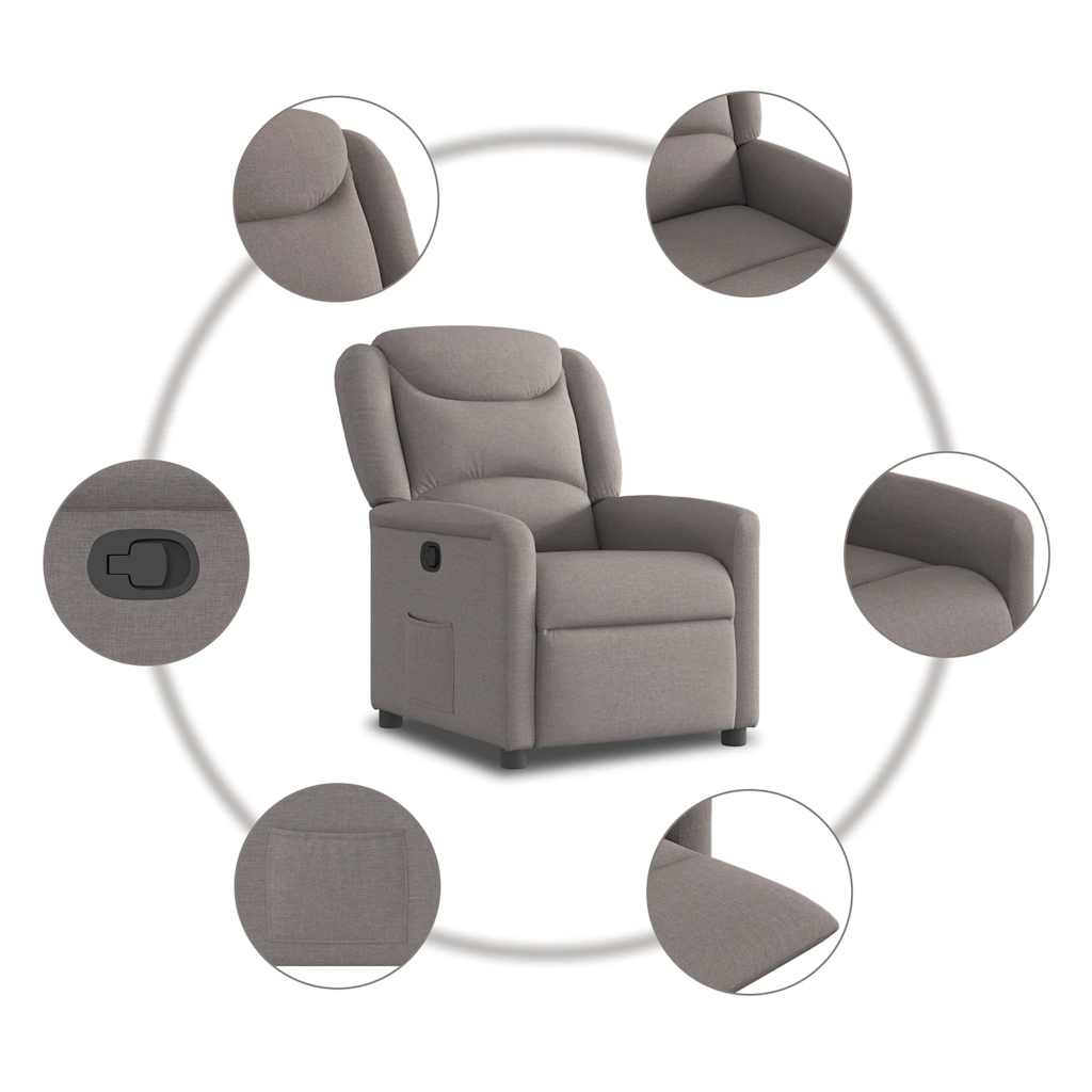 Relaxsessel mit Aufstehhilfe Taupe Stoff